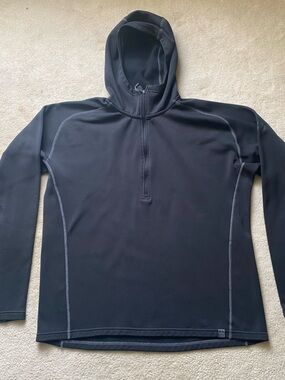 Kuiu Peloton 200 Hoodie Large Black Fleece 1/4 Zip Hooded Hunting Shirt Pullover